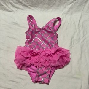 Baby Girls Cat & Jack Pink Mermaid Tutu Swimsuit Size 12months